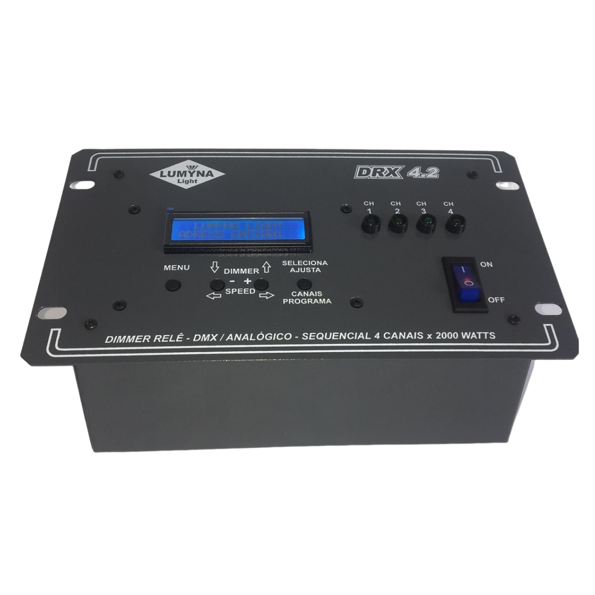 Mx Dimmer Rack DRX 4.2 - Mini Rack DMX - Dimmer Rele Sequencial 4 Canais X 2000W - Lu ...